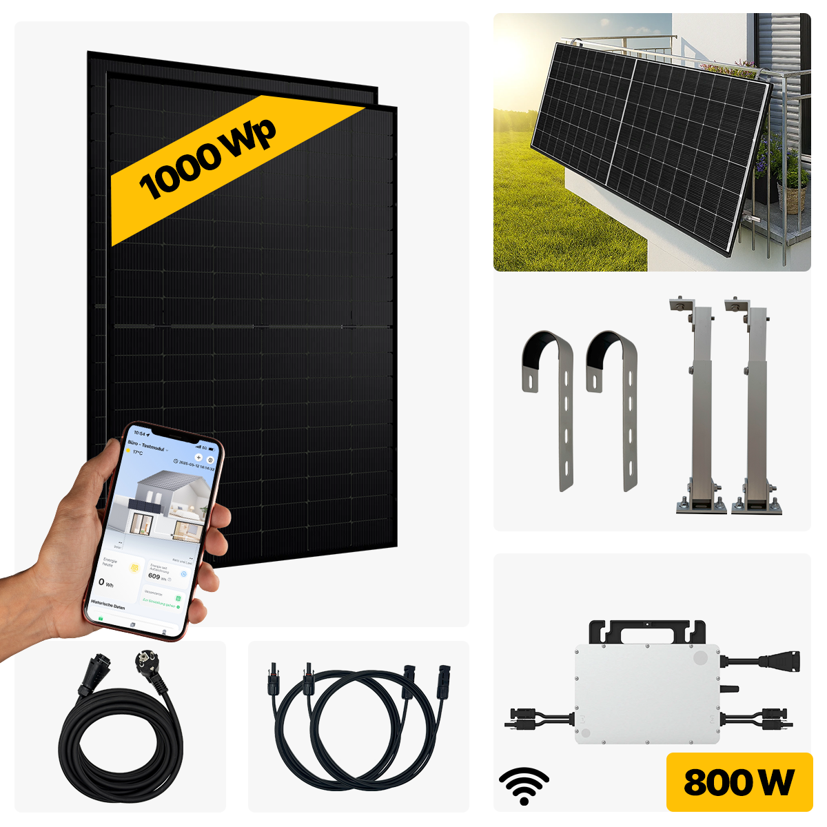 1000 W Balkonkraftwerk Full Black
