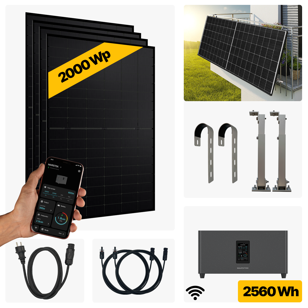 2000 W Balkonkraftwerk Full Black