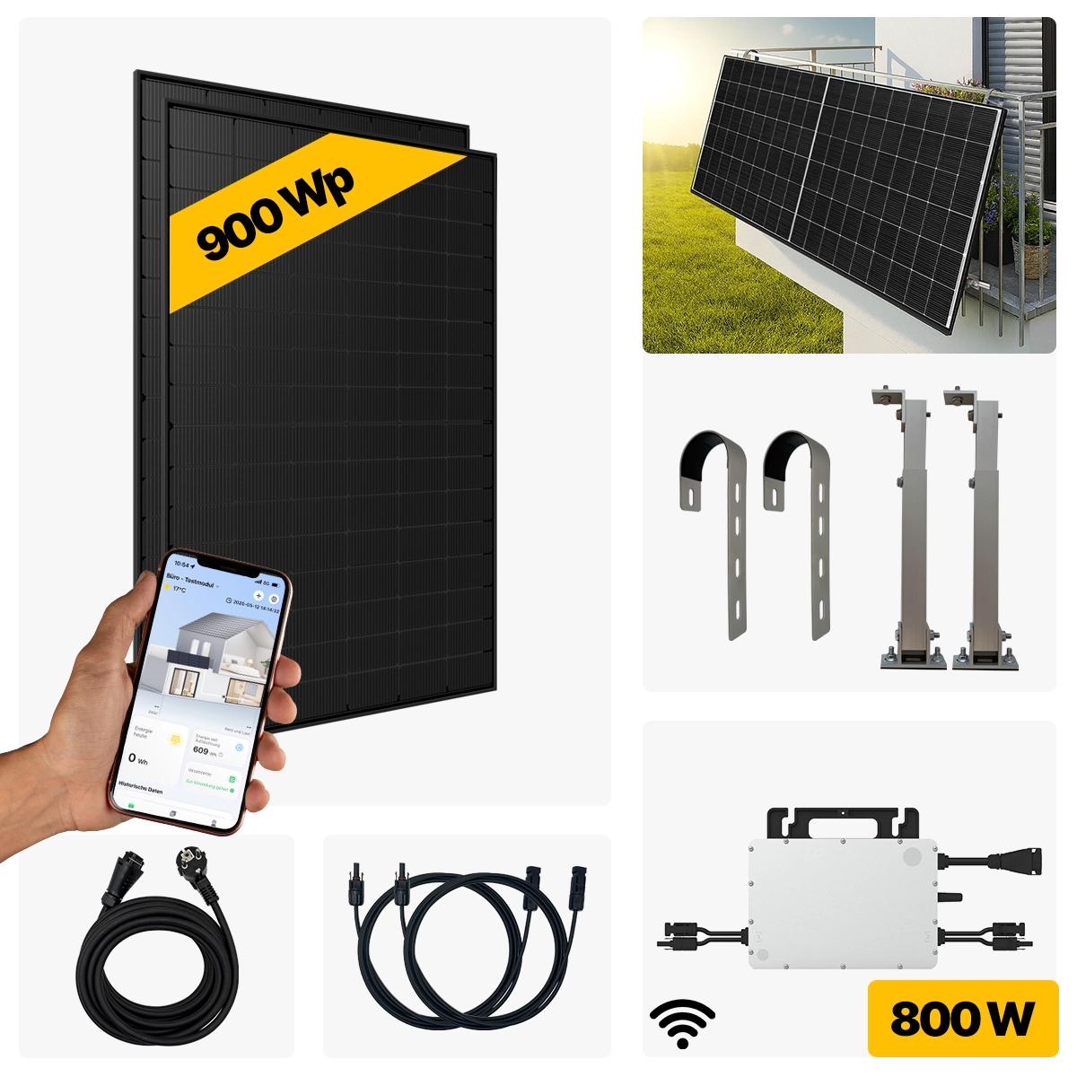 900 W Balkonkraftwerk Full Black