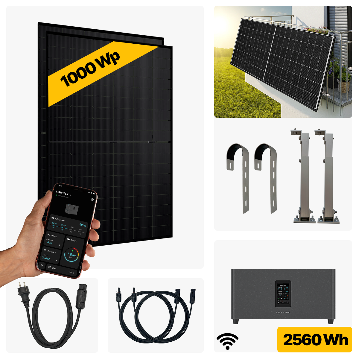 1000 W Balkonkraftwerk Full Black