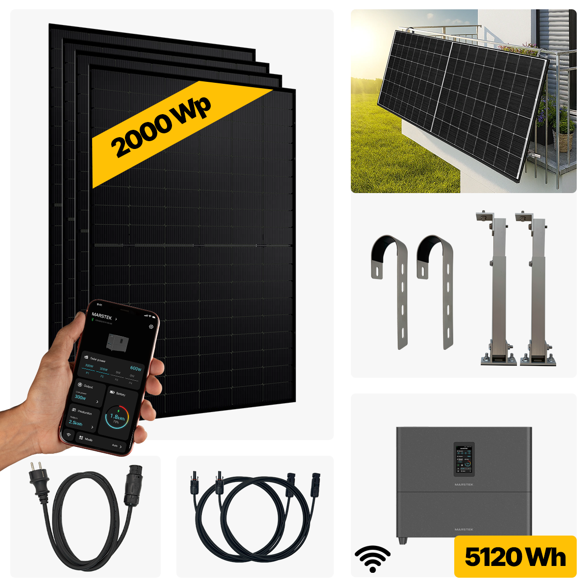 2000 W Balkonkraftwerk Full Black