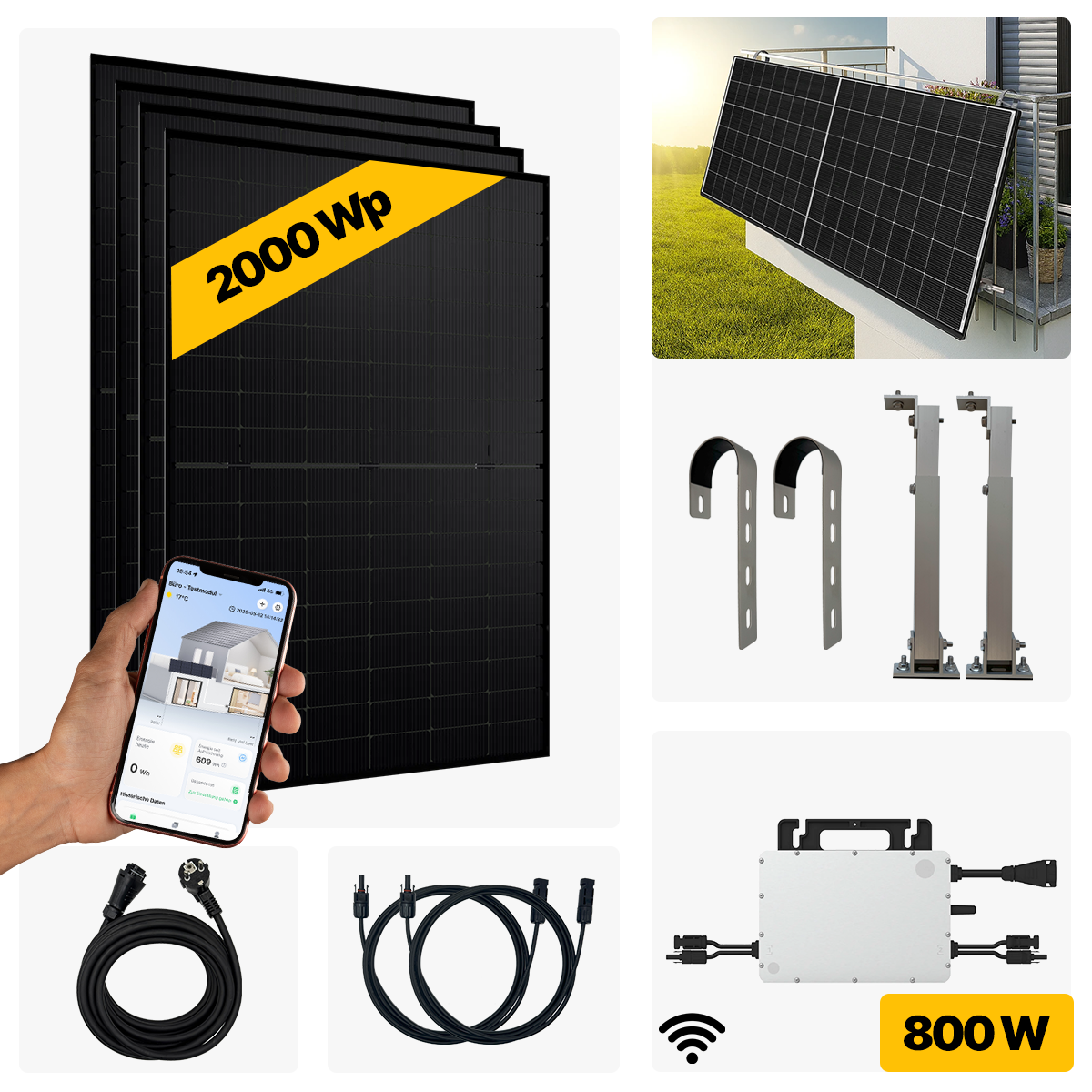 2000 W Balkonkraftwerk Full Black